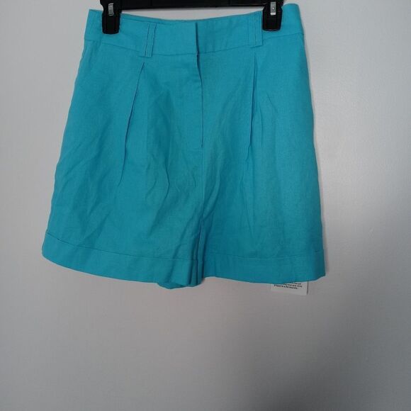 Asos linen blend blue high-waisted short size 6 - Picture 1 of 6